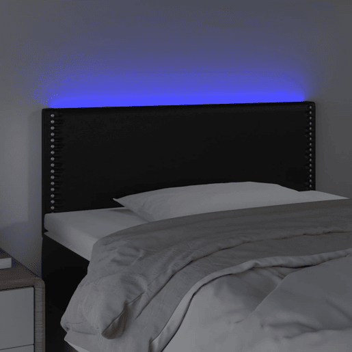 vidaXL Cabeceira de cama c LED couro artificial 100x5x7888 cm preto