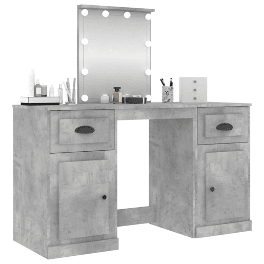 Penteadeira - Toucador com luzes LED 130x50x132,5 cm cinzento cimento