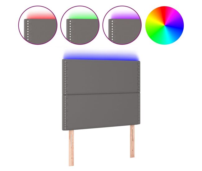 Vidaxl cabecero con luces led cuero sintético gris 100x5x118/128 cm