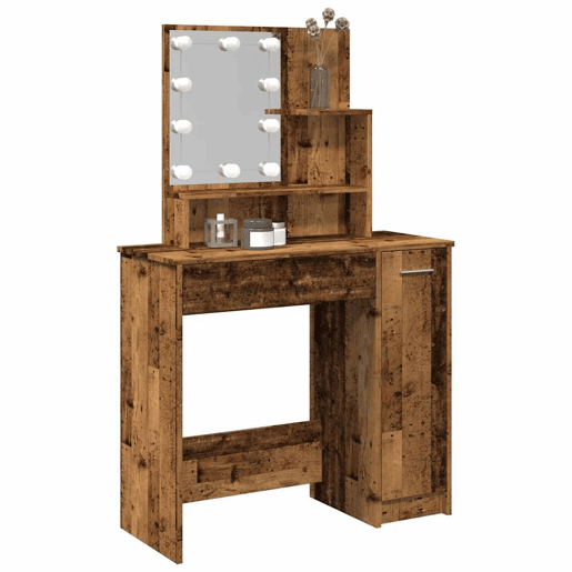 Penteadeira - Toucador com luzes LED 86,5x35x136 cm madeira velha