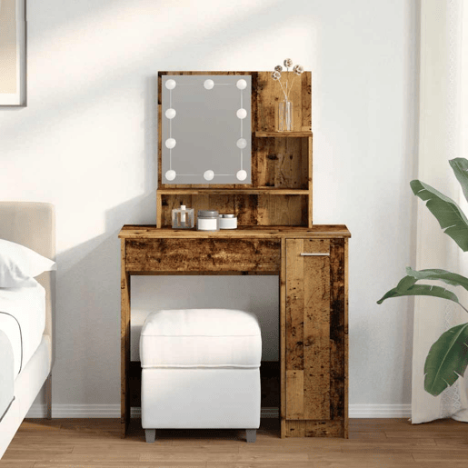 Penteadeira - Toucador com luzes LED 86,5x35x136 cm madeira velha