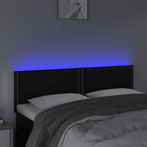 vidaXL Cabeceira de cama c LED couro artificial 144x5x7888 cm preto