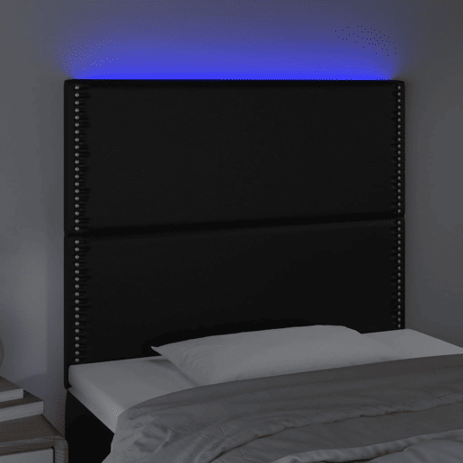 vidaXL Cabeceira cama c LED couro artificial 100x5x118128 cm preto vidaXL Cabeceira cama c LED couro artificial 100x5x118128 cm preto