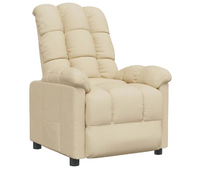 Vidaxl sillón reclinable de tela crema
