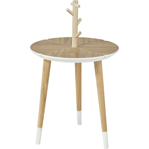 SoBuy Mesa de Café Redonda com Suporte para Xícaras 40x40x66cm 3 Pernas MDF Madeira de Seringueira FBT38-WN