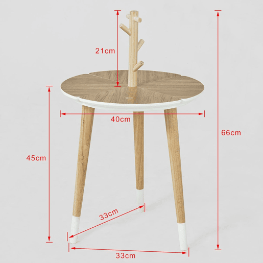SoBuy Mesa de Café Redonda com Suporte para Xícaras 40x40x66cm 3 Pernas MDF Madeira de Seringueira FBT38-WN