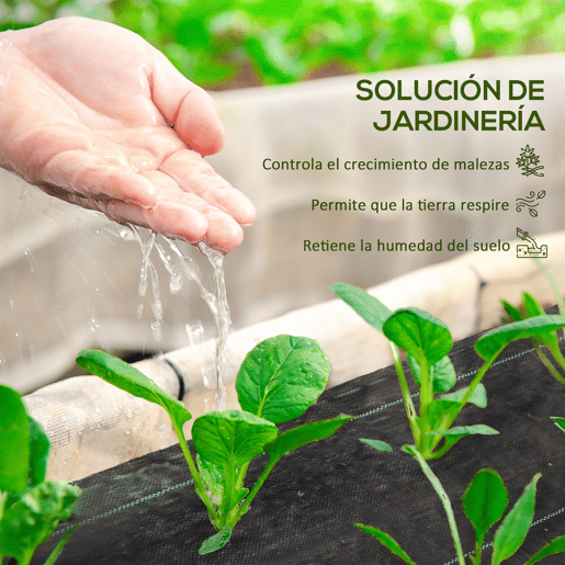 Outsunny Rede Antiervas Geotêxtil 2x100 m Rede Antimaleza para Controlo de Ervas Daninhas e Jardinagem Rolo de Rede para Terraço e Pátio Preto