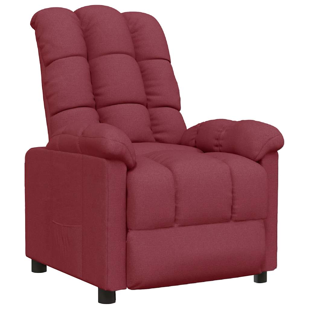 Vidaxl sillón reclinable de tela rojo tinto