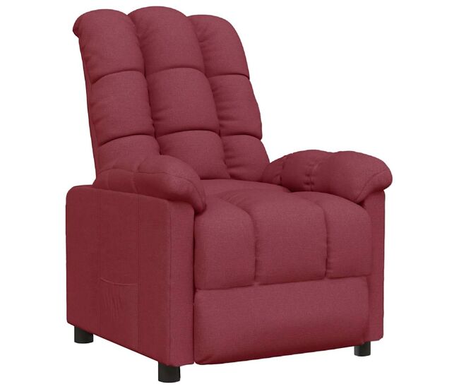 Vidaxl sillón reclinable de tela rojo tinto