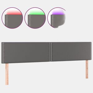 vidaXL Cabeceira cama c LED 200x5x7888cm couro artificial cinzento