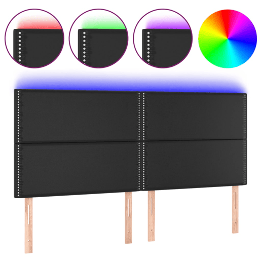 vidaXL Cabeceira cama c LED couro artificial 180x5x118128 cm preto