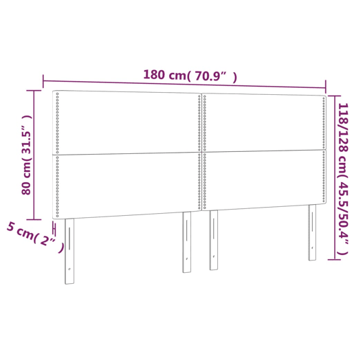 vidaXL Cabeceira cama c LED couro artificial 180x5x118128 cm preto