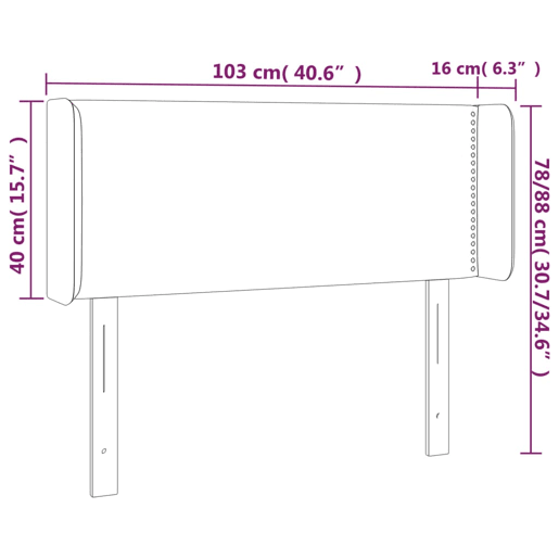 vidaXL Cabeceira cama c luzes LED veludo 103x16x7888 cm cinza-claro