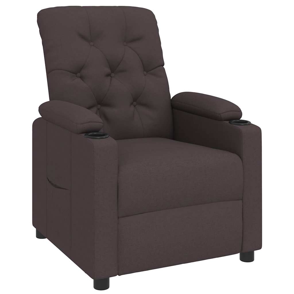 Vidaxl sillón reclinable de tela marrón oscuro