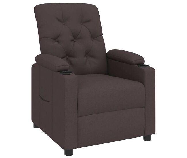 Vidaxl sillón reclinable de tela marrón oscuro