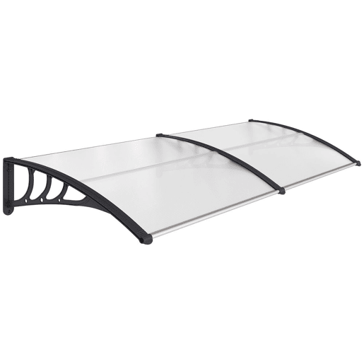 Outsunny Marquise para Portas e Janelas 195x75x23 cm Marquise com Proteção para Sol e Chuva com Painéis de Policarbonato Transparente