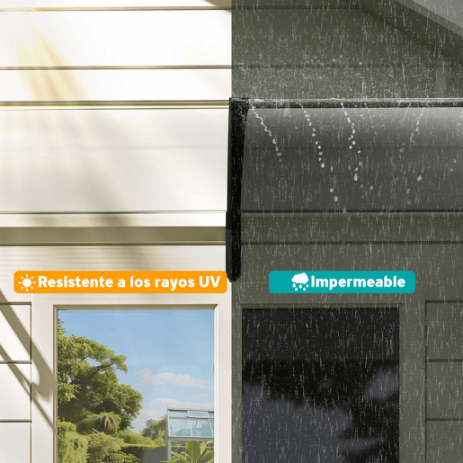 Outsunny Marquise para Portas e Janelas 195x75x23 cm Marquise com Proteção para Sol e Chuva com Painéis de Policarbonato Transparente
