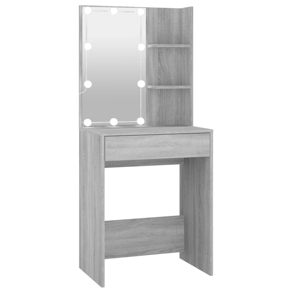 Tocador - tocador de maquillaje - mesa de tocador con led color gris sonoma 60x40x140 cm