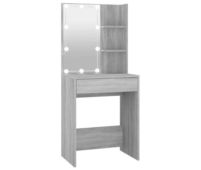 Tocador - tocador de maquillaje - mesa de tocador con led color gris sonoma 60x40x140 cm