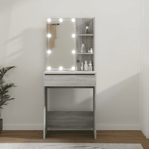 Penteadeira - Toucador com LEDs 60x40x140 cm sonoma cinza