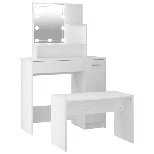 Conjunto Penteadeira - Toucador c LEDs madeira processada branco