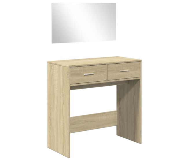 Tocador - tocador de maquillaje - mesa de tocador con espejo color roble sonoma 80x39x80 cm