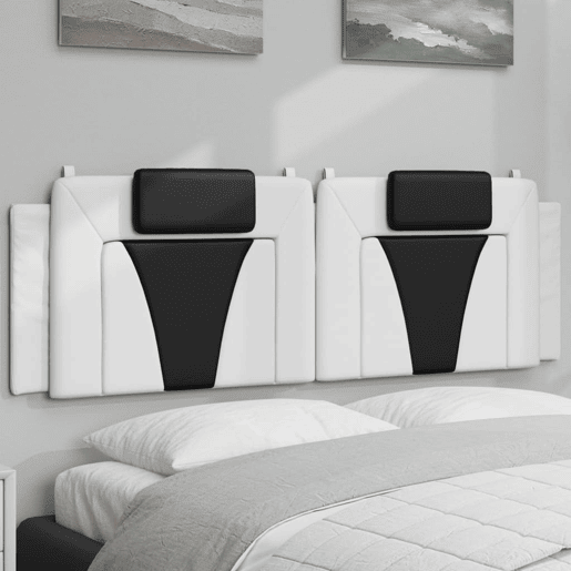 vidaXL Almofadão de cabeceira Viana 160 cm couro artificial branco e preto vidaXL Almofadão de cabeceira Viana 160 cm couro artificial branco e preto
