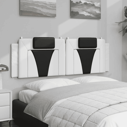 vidaXL Almofadão de cabeceira Viana 160 cm couro artificial branco e preto vidaXL Almofadão de cabeceira Viana 160 cm couro artificial branco e preto