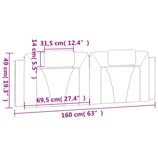 vidaXL Almofadão de cabeceira Viana 160 cm couro artificial branco e preto vidaXL Almofadão de cabeceira Viana 160 cm couro artificial branco e preto