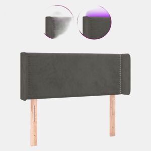 vidaXL Cabeceira cama c luzes LED veludo 93x16x7888cm cinza-escuro