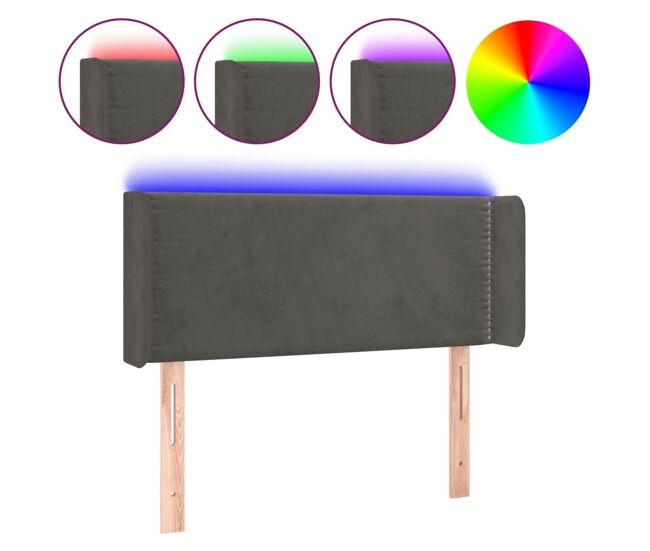 Vidaxl cabecero con led de terciopelo gris oscuro 93x16x78/88 cm
