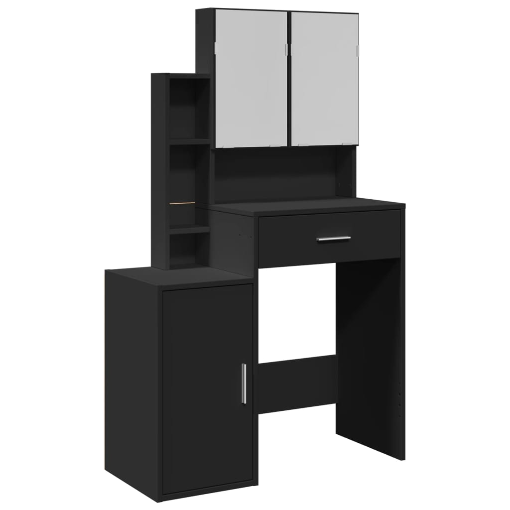 Tocador - tocador de maquillaje - mesa de tocador con mueble negro 80x35x132 cm