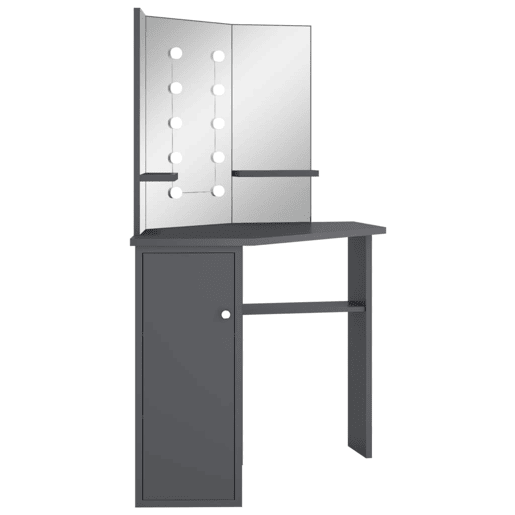 Penteadeira - Toucador de canto com LED 111x54x141,5 cm cinzento