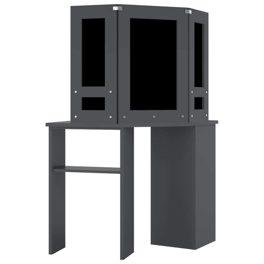 Penteadeira - Toucador de canto com LED 111x54x141,5 cm cinzento