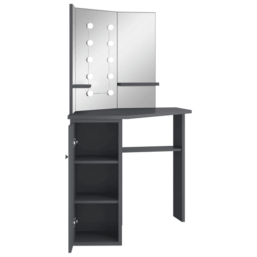 Penteadeira - Toucador de canto com LED 111x54x141,5 cm cinzento