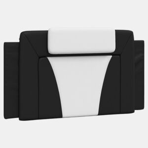 vidaXL Almofadão de cabeceira Viana 100 cm couro artificial preto e branco