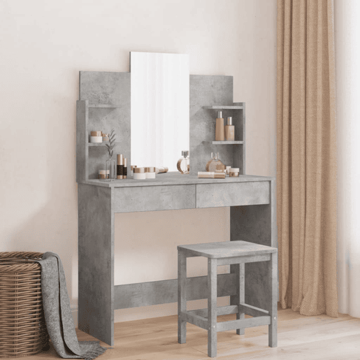 Penteadeira - Toucador com espelho 96x39x142 cm cinzento cimento