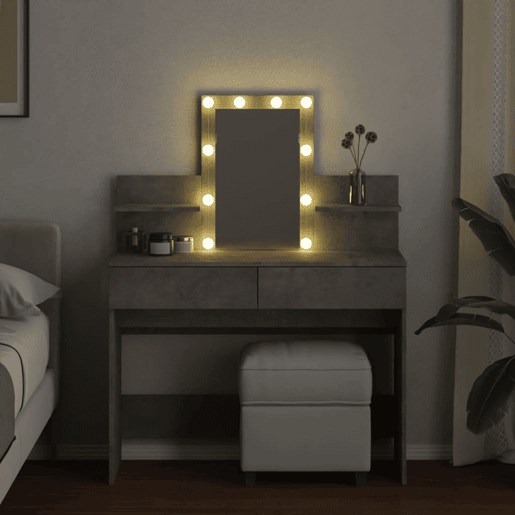 Penteadeira - Toucador com LEDs 100x40x130 cm cinzento cimento