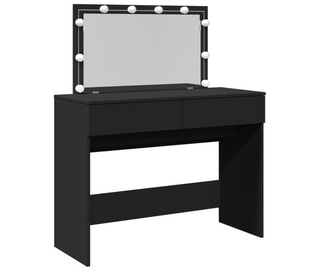 Tocador - tocador de maquillaje - mesa de tocador con luces led negro 100x40x120 cm