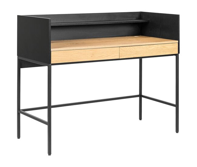 Escritorio madera y negro con 2 cajones arthur