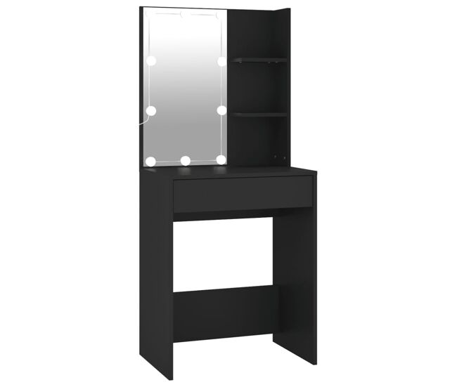 Tocador - tocador de maquillaje - mesa de tocador con luces led negro 60x40x140 cm