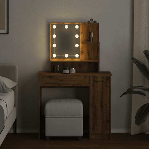 Penteadeira - Toucador com luzes LED 86,5x35x136 cm cor carvalho artisiano