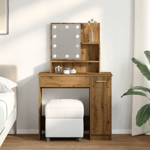Penteadeira - Toucador com luzes LED 86,5x35x136 cm cor carvalho artisiano