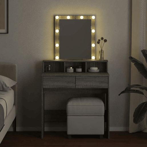 Penteadeira - Toucador com LED 80x41x144,5 cm cinzento sonoma