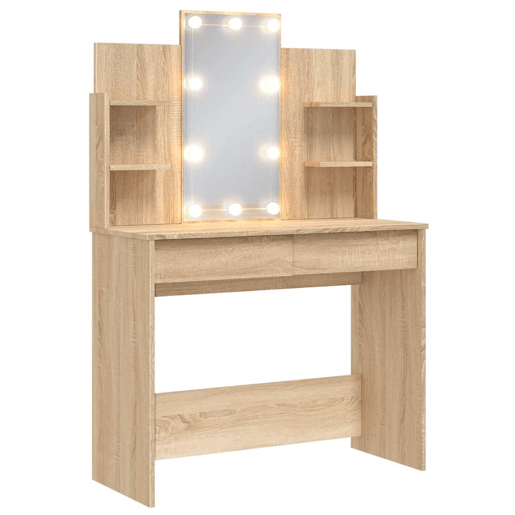 Penteadeira - Toucador com luzes LED 96x40x142 cm carvalho sonoma