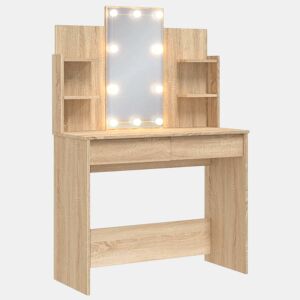 Penteadeira - Toucador com luzes LED 96x40x142 cm carvalho sonoma