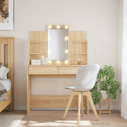 Penteadeira - Toucador com luzes LED 96x40x142 cm carvalho sonoma
