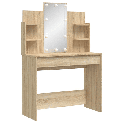 Penteadeira - Toucador com luzes LED 96x40x142 cm carvalho sonoma