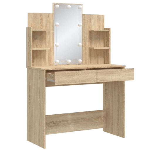 Penteadeira - Toucador com luzes LED 96x40x142 cm carvalho sonoma