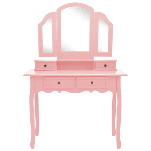 Conjunto Penteadeira - Toucador c banco 100x40x146cm madeira paulownia rosa